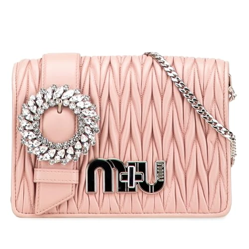 Pre-Loved Matelasse Nappa Crystal Chain Buckle Crossbody