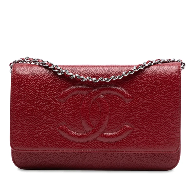 Chanel Pre-Loved CC Caviar Wallet On Chain Handbag Crossbody Bag