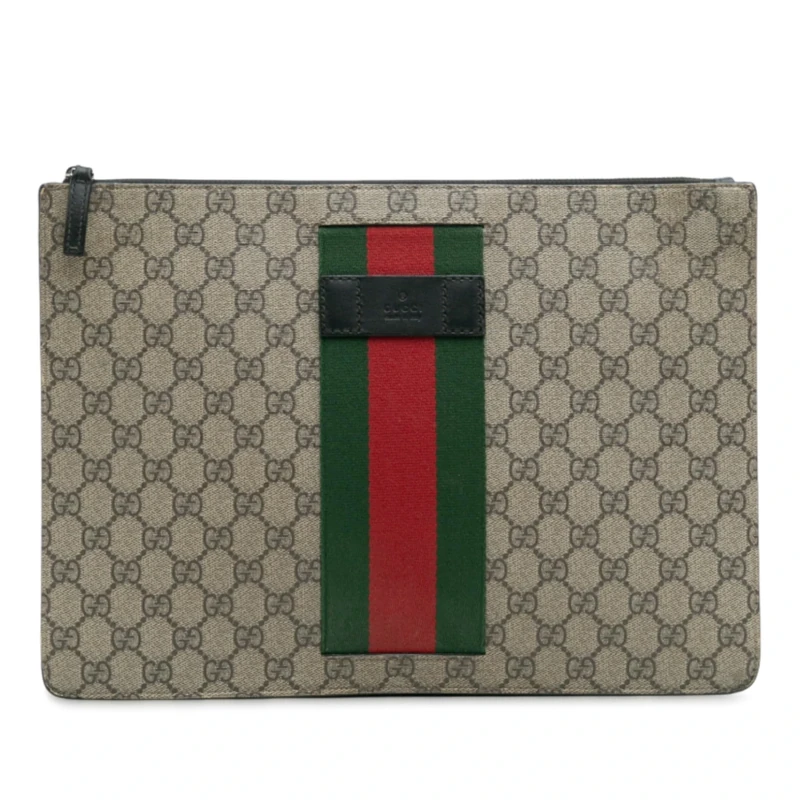 Gucci Pre-Loved GG Supreme Web Clutch Bag