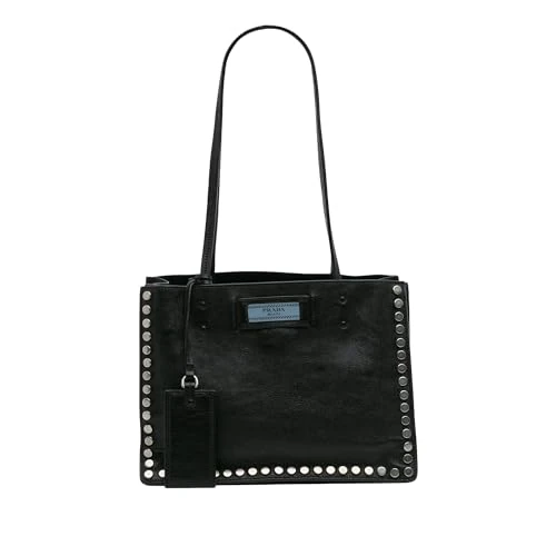 Prada Pre-Loved Glace Calf Studded Etiquette Tote Bag
