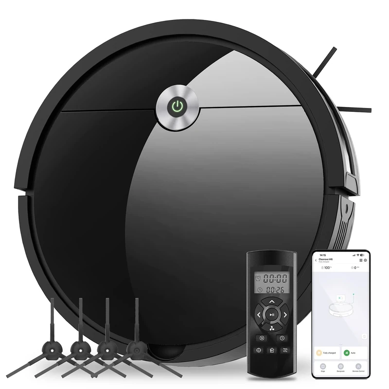 Vexilar Robot Vacuum Cleaner without Wiping Function, 2800 Pa Suction Power, 720ML Large Container, 140 Minutes Running Time, APP/Voice/Remote Control, Automatic Self-Charging, Ideal for Floors, Pet