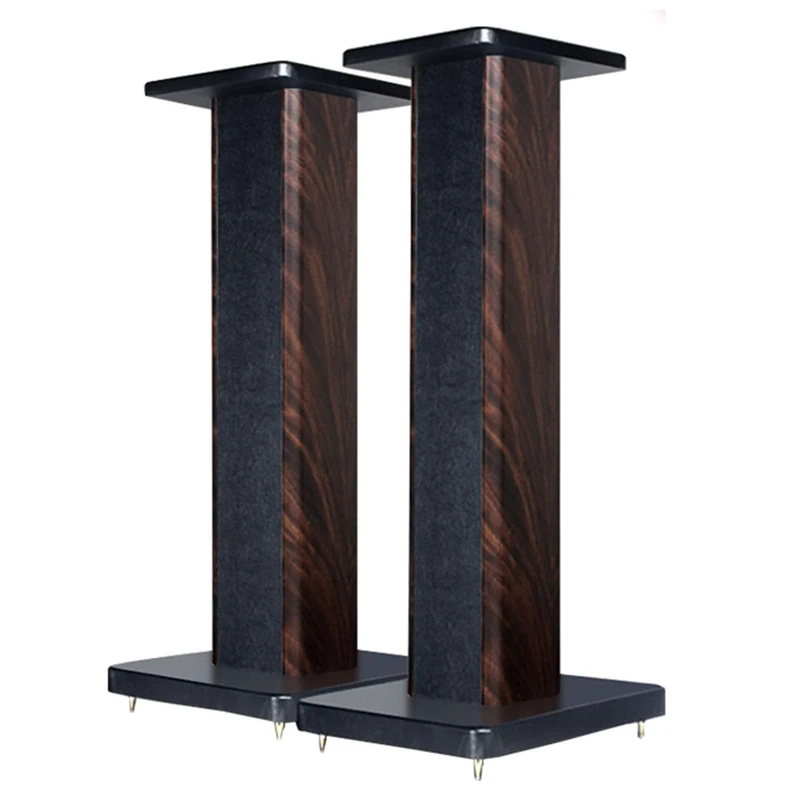 Easnuroz Wood Grain Speaker Stands 15-90cm Universal Floor Speaker Stands Set Of 2 With Can Be Filled With Sand Floor Speaker Stand Holds Satellite Speakers(Brown-B,15cm/5.9inches)