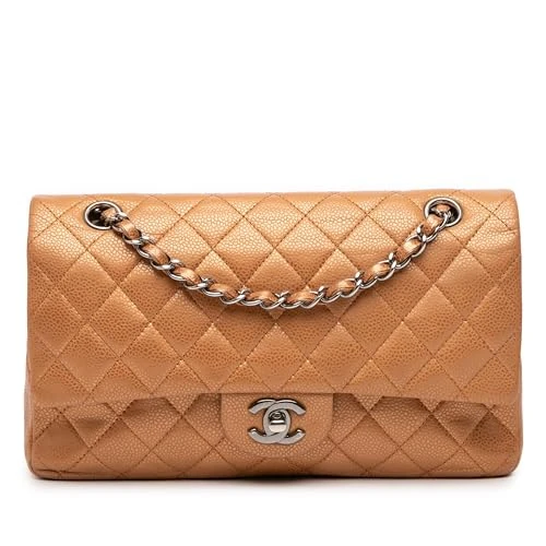 Chanel Pre-Loved Medium Classic Metallic Caviar Double Flap Shoulder Bag