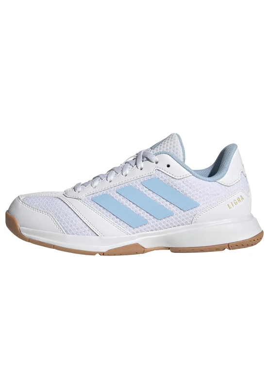 adidas Women's Ligra 8 Womens Indoor Shoes, FTWR White/Clear Sky/Gold met., 6.5 UK