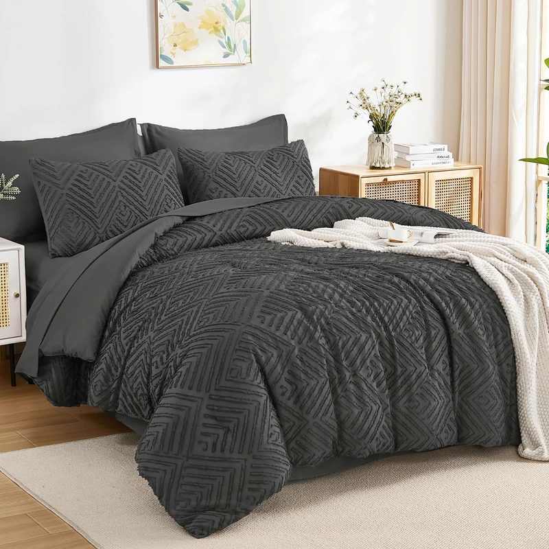 Andency Oversized King Comforter 120x98, Dark Grey