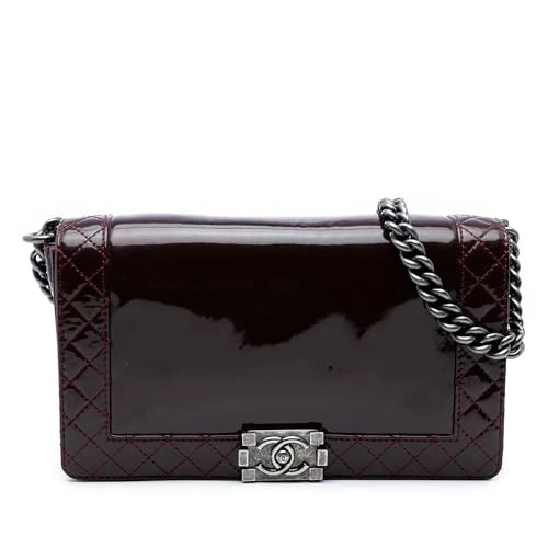 Chanel Pre-Loved Medium Patent Boy Reverso Flap Crossbody Bag