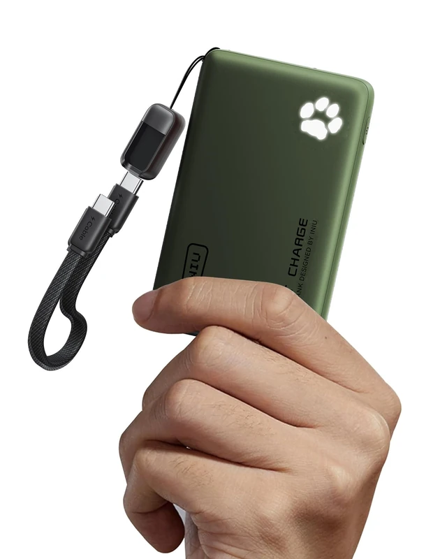 INIU Portable Charger, Ultra Slim 10000mAh 45W PD Power Bank, Fast Charging Mini Battery Pack, Travel Trip Accessories Ship Essentials for College Students Travelers Teen Boys Girls, Green