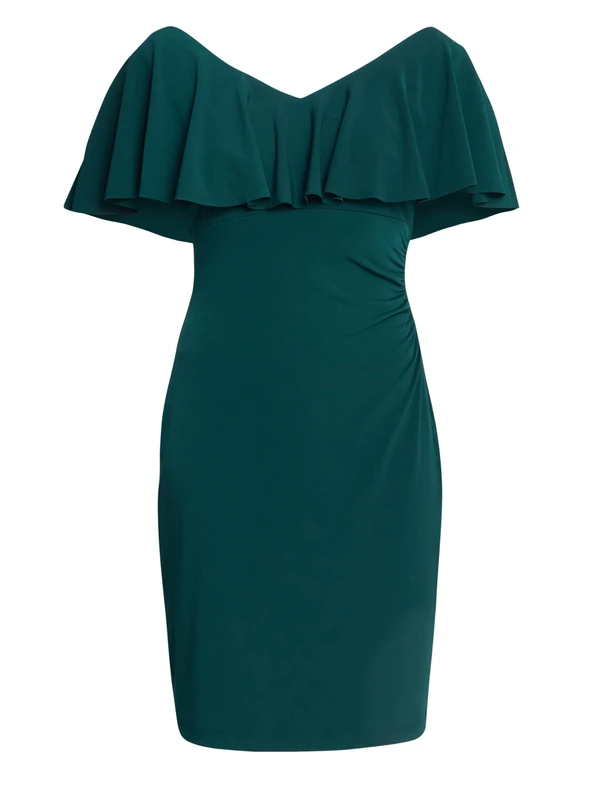 Gina Bacconi Women's Flutter Sleeve Cocktail Dress, Bottle Green, 20