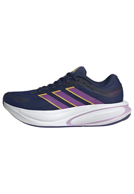adidas Women's Response 2 Running Shoes, Dark Blue/Purple Burst/Crew Yellow, 4.5 UK