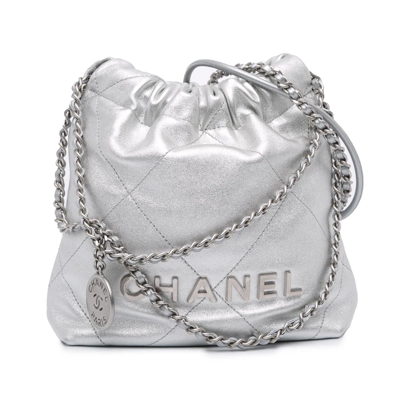 Chanel Pre-Loved Mini Metallic Calfskin 22 Satchel Handbag