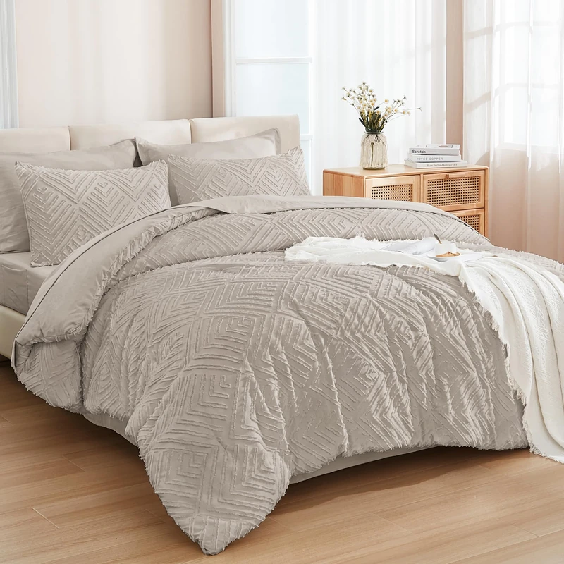 Andency Super King Plus Comforter 128x120, Linen Grey