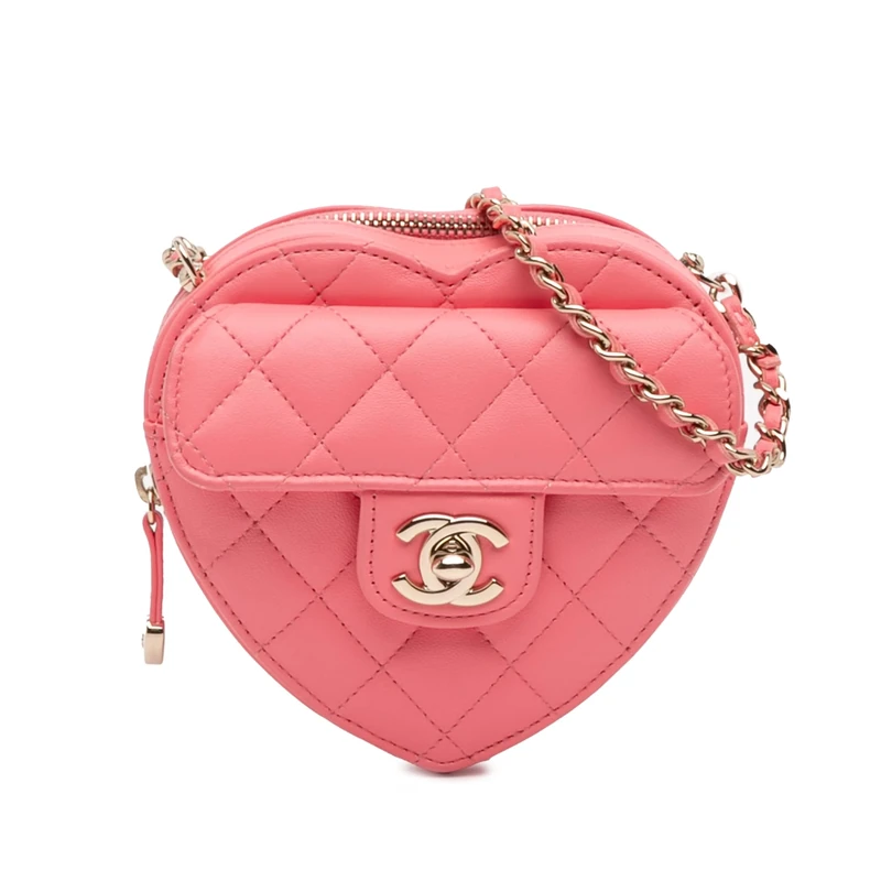 Chanel Pre-Loved Mini Lambskin CC In Love Heart Crossbody Bag