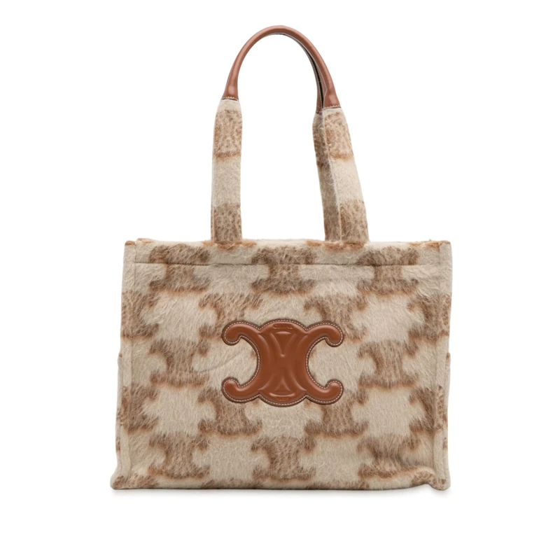 Celine Pre-Loved Large Mohair Triomphe Cabas Thais Tote
