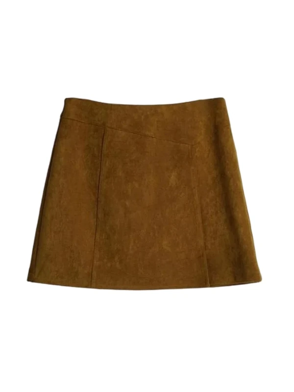 Mini Synthetic Suede Short Skirts for Women A-Line Skirt Solid Vintage Skirt Fall