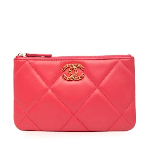 Chanel Pre-Loved Small Lambskin 19 O Case Pouch Clutch Bag