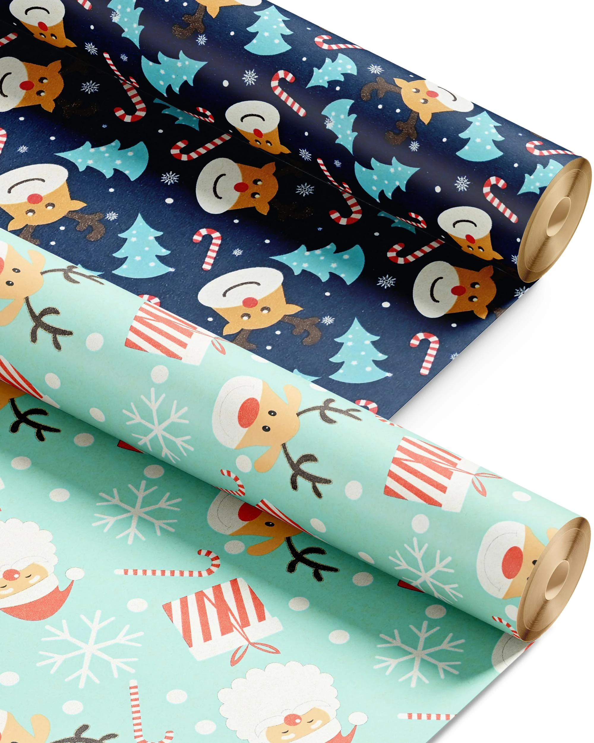 Kraft & Co Christmas Wrapping Paper Rolls – 2 Pack Thick Paper Sheets 44.5cm x 25m – Kraft Xmas Gift Wrap – Festive Eco Friendly Wrapping Papers for Christmas Gifts–Arts and Crafts–50m Total