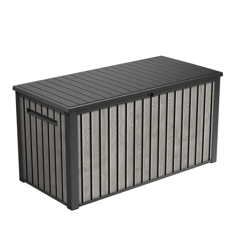 Keter Signature 643L Outdoor Storage Box – Venetian Grey | Weather‑Resistant, UV‑Protected, Lockable Storage Box | 350 kg Lid Capacity to Seat Two Adults | Piston‑Assisted Opening - Image 1