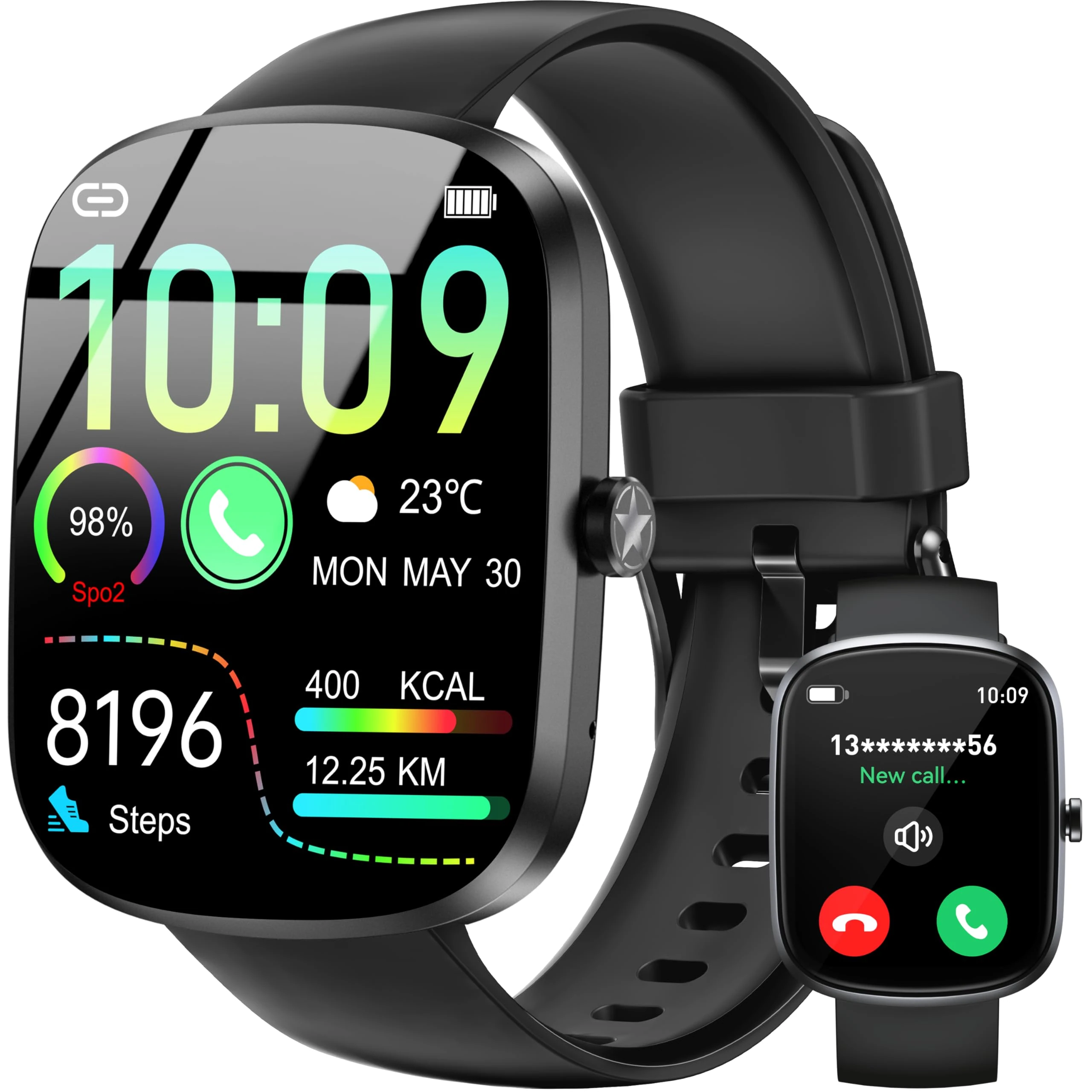 OUKITEL Smart Watch for Men Women, 1.91" HD Smart Watch(Answer/Make Call), Fitness Watch with 140+ Sports Modes, IP68 Waterproof, Heart Rate/Sleep/Spo2 Monitor/Pedometer, Smartwatch for Android iOS