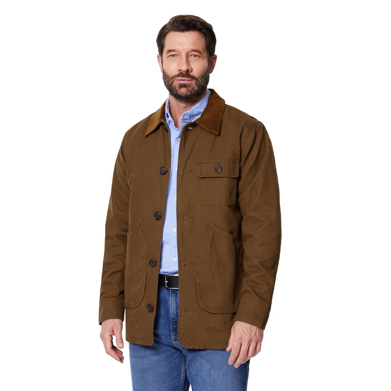 Amazon Essentials Men's Cotton Canvas Barn Jacket, Dark Brown, S