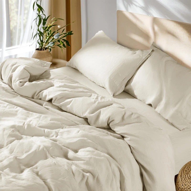 SONORO KATE 100% French Linen King Duvet Cover Set,Zipper Closure,3PC