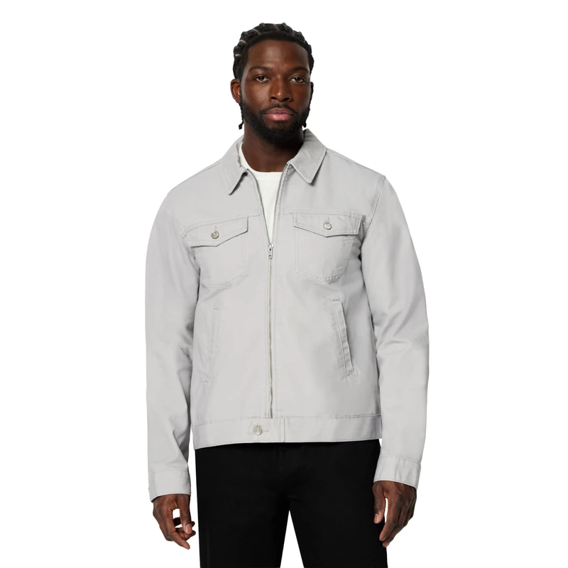 Amazon Essentials Men's Cotton Canvas Zip-Front Trucker Jacket, Grey, XS