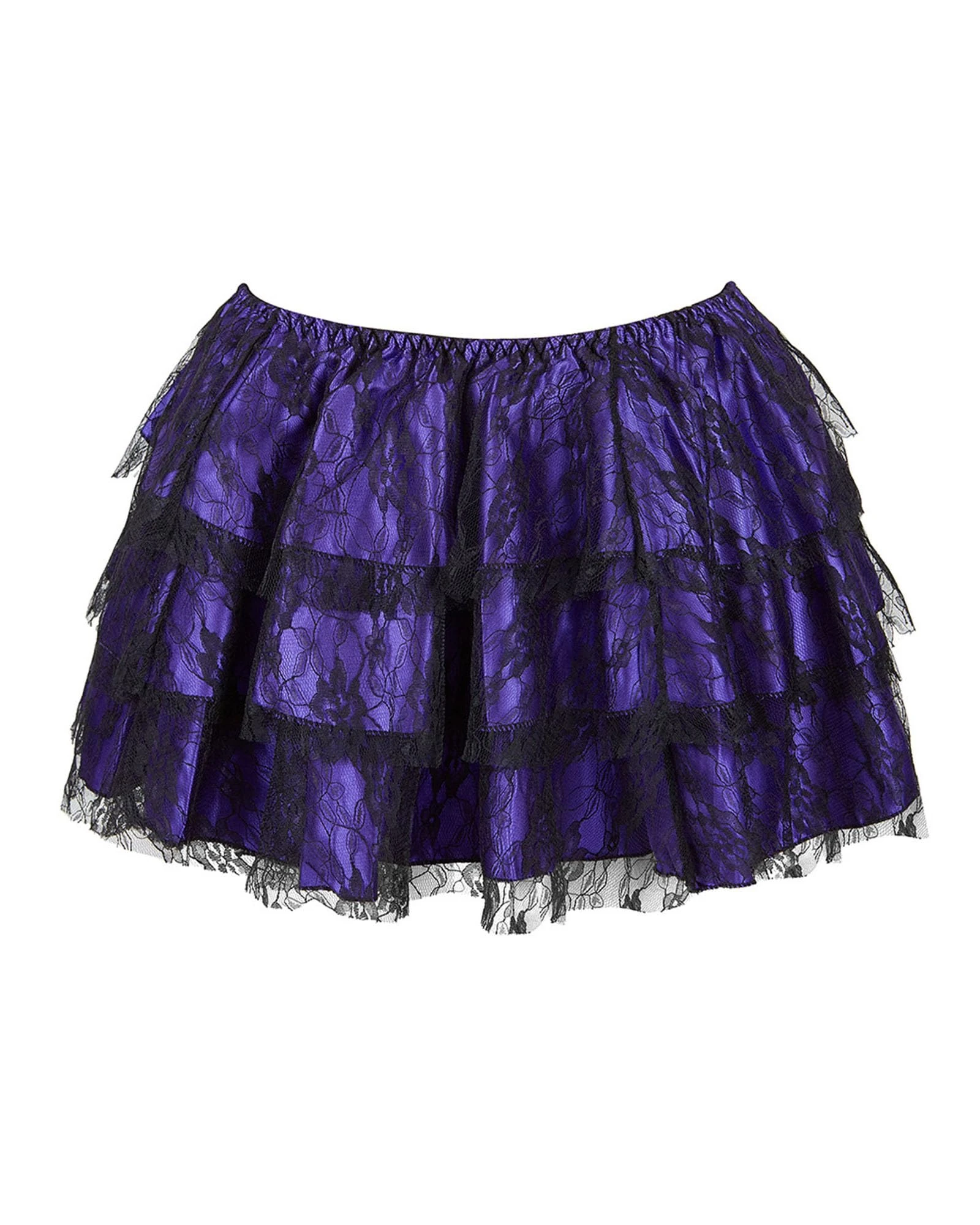 Felcia Women Floral Lace Mini Skirt Ruffled Hem Casual Party Skirt for Beach Vacation Club Streetwear Aesthetic Clothes (B-Purple, M)