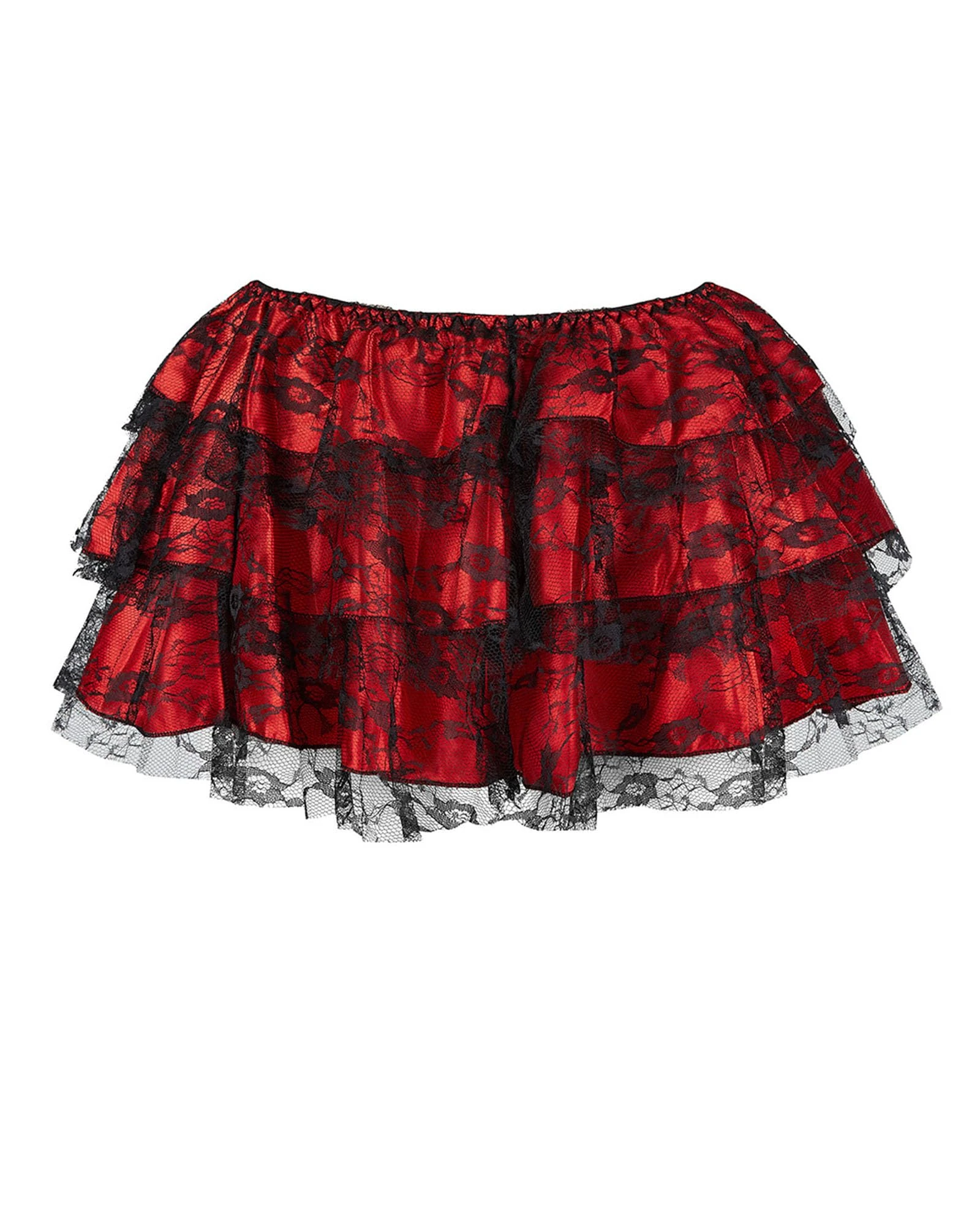 Felcia Women Floral Lace Mini Skirt Ruffled Hem Casual Party Skirt for Beach Vacation Club Streetwear Aesthetic Clothes (B-Red, M)