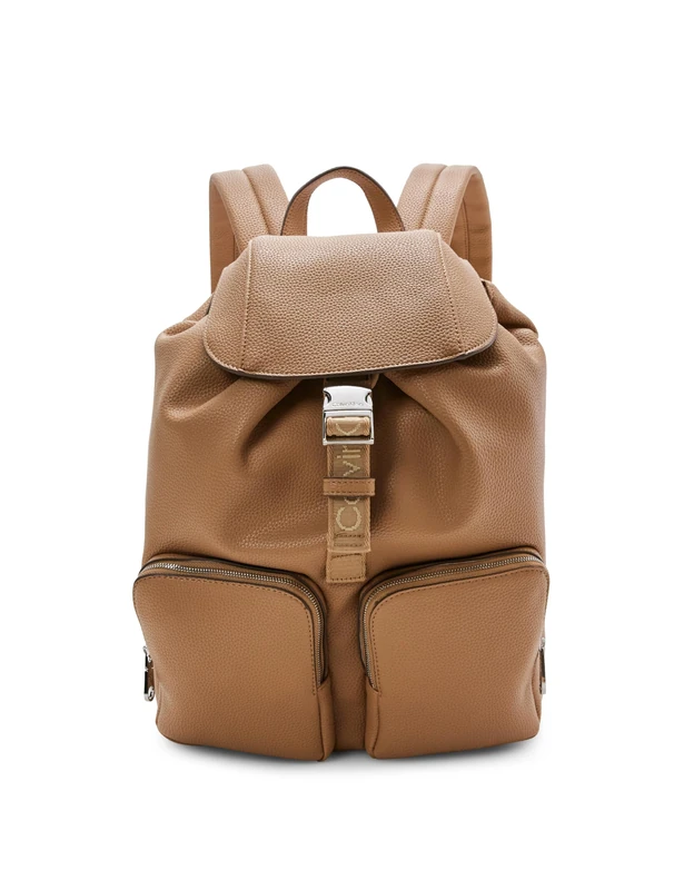 Calvin Klein Women's Webbing Strap Flap BAckpack LV04F3645G Backpack, BROWN (Tannin), One Size