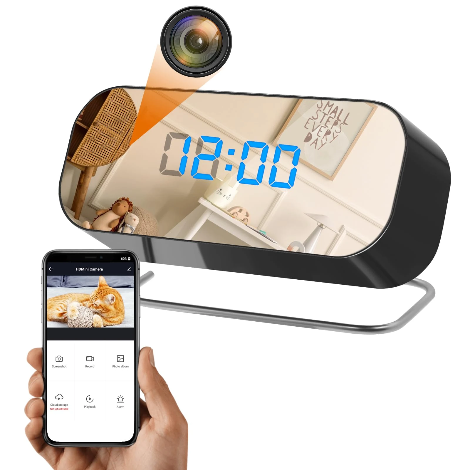 heygocam Hidden Camera Clock, WiFi Spy Camera, 1080P Nanny Cam with Night Vision, Remote Viewing, Motion Detection for Indoor Surveillance