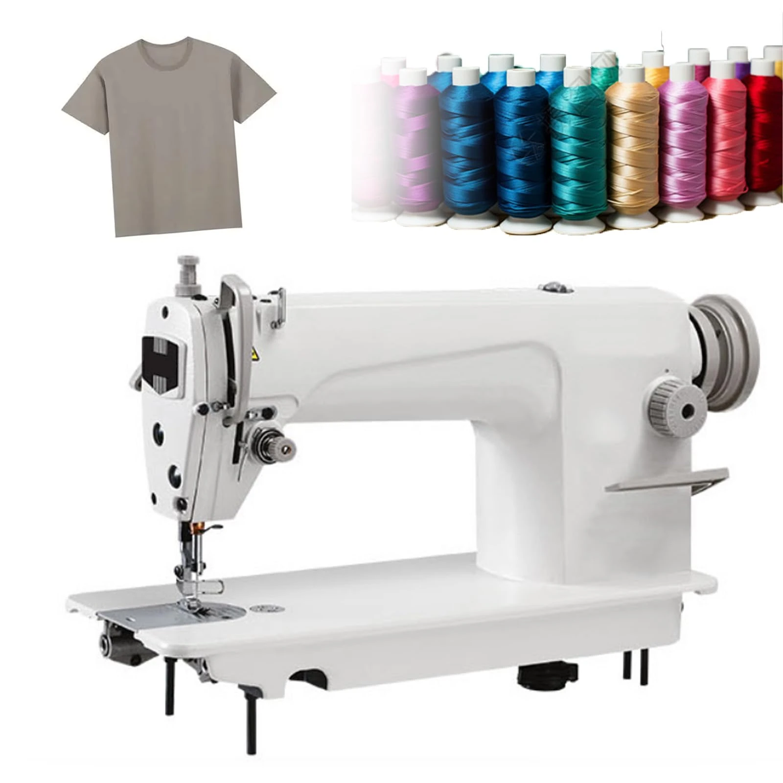 YAVTNUIO Straight Stitch Sewing Machine, Heavy-Duty White Industrial Sewing Machine, 8700 Machine Head, 5-Stitch Length Adjustment, Straight Line, for Professional Tailoring and Clothing Repair