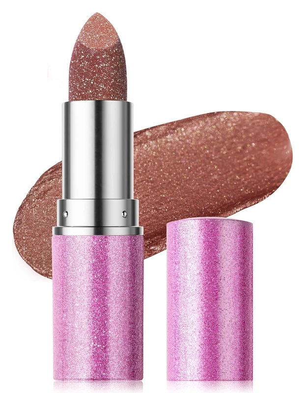 Erinde Glitter Lipstick – Moisture & Metallic Shine Lipstick, Shimmery Pearl Glossy Lip Colour, Hydrating Creamy Long Lasting & Waterproof Sparkly lipstick for Party & Daily Makeup, #06