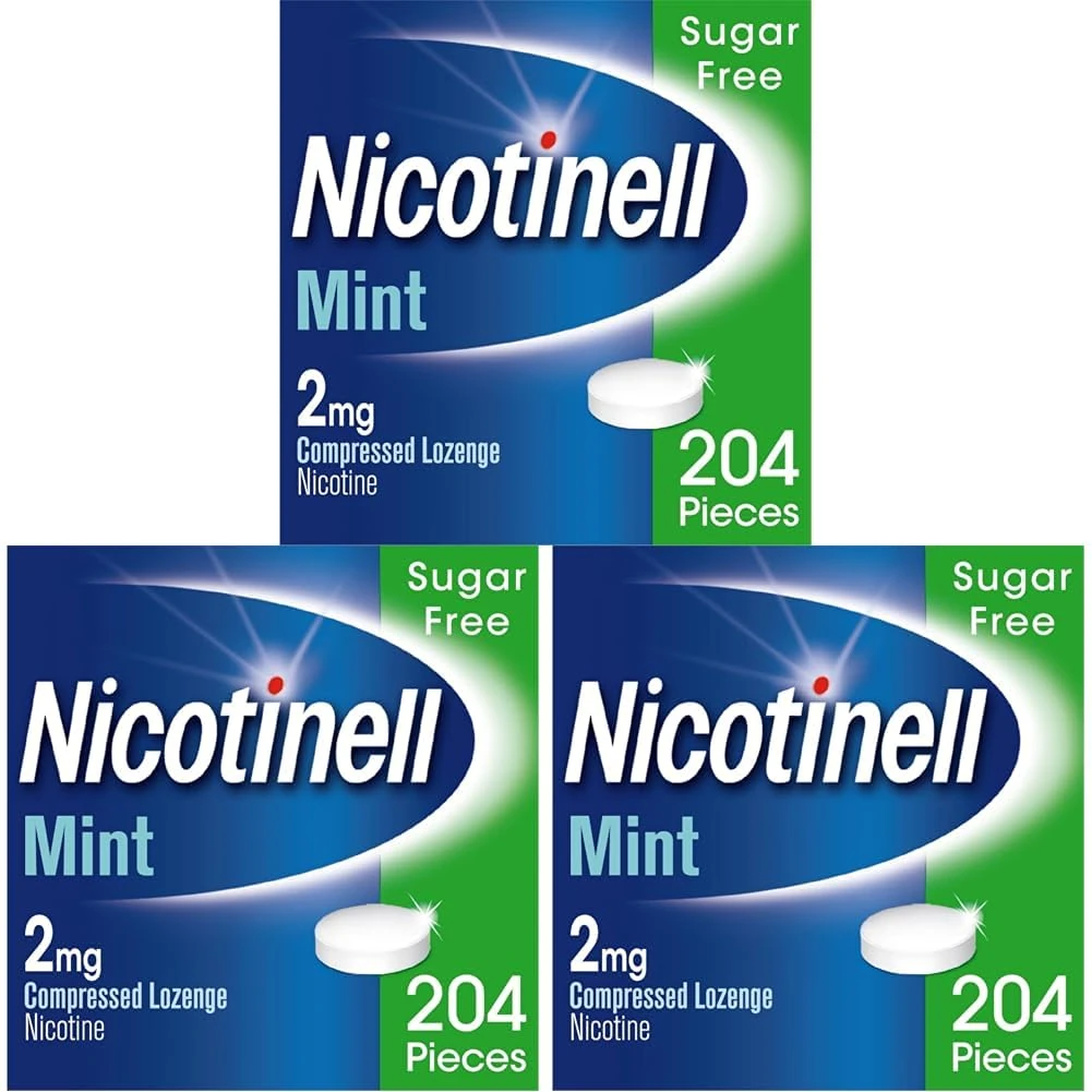 Nicotinell Mint Lozenge 2mg (204 Lozenges), Stop Smoking Aid, Sugar Free Nicotine Lozenges, Fresh Mint Flavour, 2mg Extra Strength for Heavy Smokers, Quit Smoking Aid (Pack of 3)