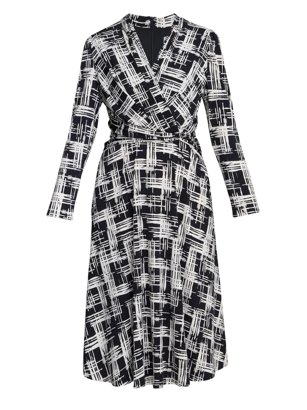 Gina Bacconi Wrap Midi Dress, Black/Cream, 8