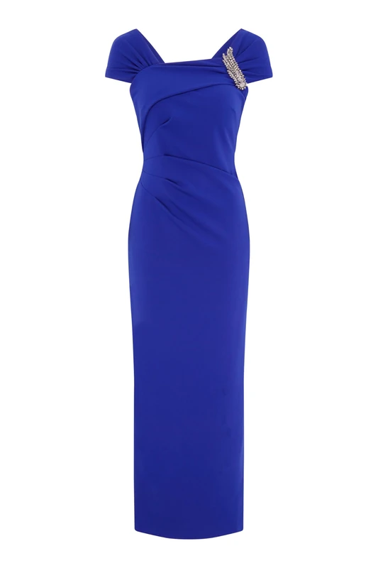 Gina Bacconi Women's Embellished Maxi Dress Cocktail, Royal, 16