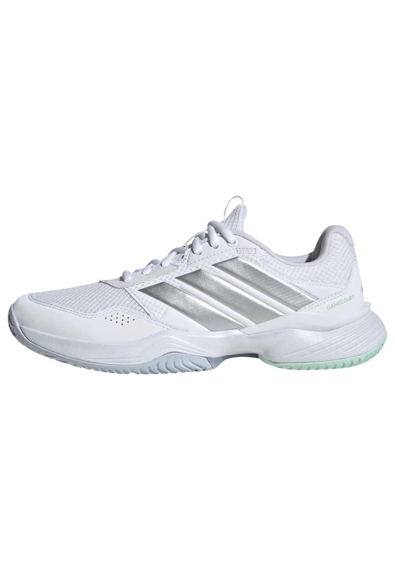 adidas Women's Gamecourt 3 Tennis Shoes, FTWR White/Silver met./ice Blue, 5.5 UK