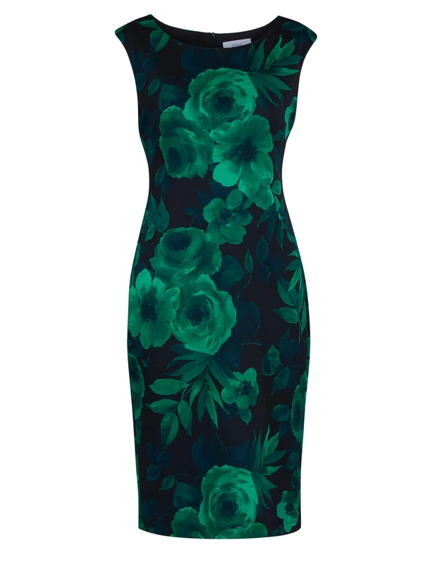 Gina Bacconi Women's Floral Dress Cocktail, Emerald, 10