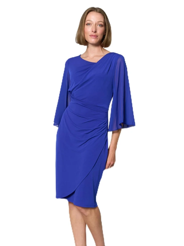 Gina Bacconi Women's Draped Jersey Dress Cocktail, Cobalt, 20