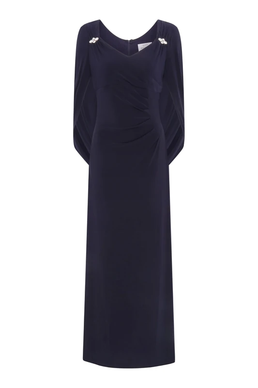 Gina Bacconi Women's Back Shoulder Maxi Dress Cocktail, Navy, 22