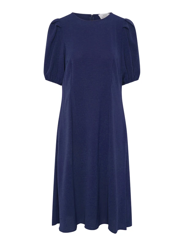 Gina Bacconi Women's Puff Sleeve Midi Dress Cocktail, Navy, 12