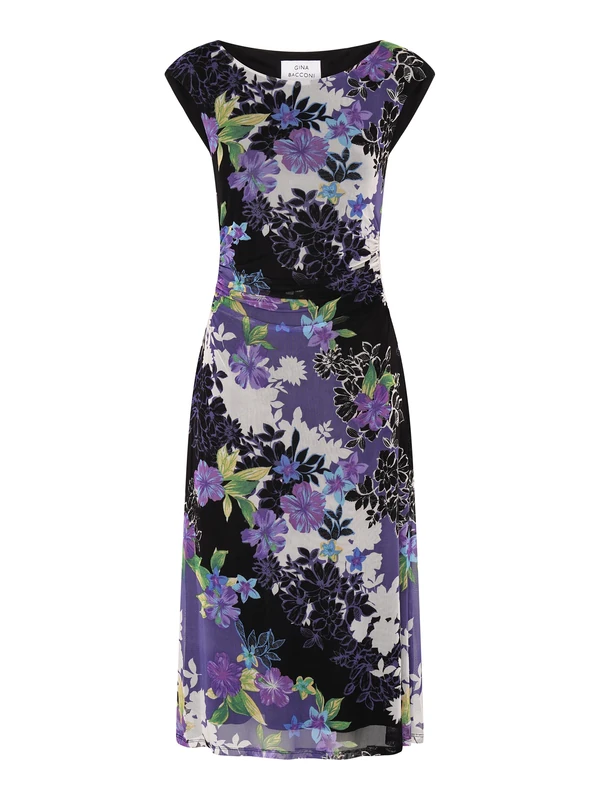 Gina Bacconi Women's Floral Print Midi Dress Cocktail, Multi, 10