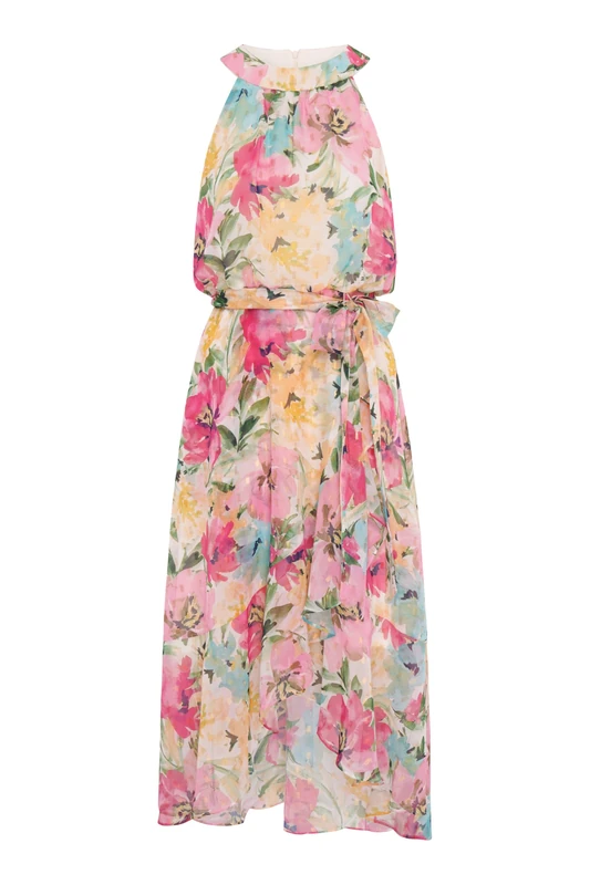 Gina Bacconi Women's Lurex Chiffon Dress Cocktail, Multi, 14