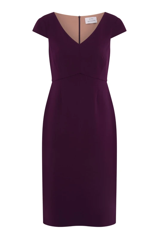 Gina Bacconi Sheath Dress, Aubergine, 10
