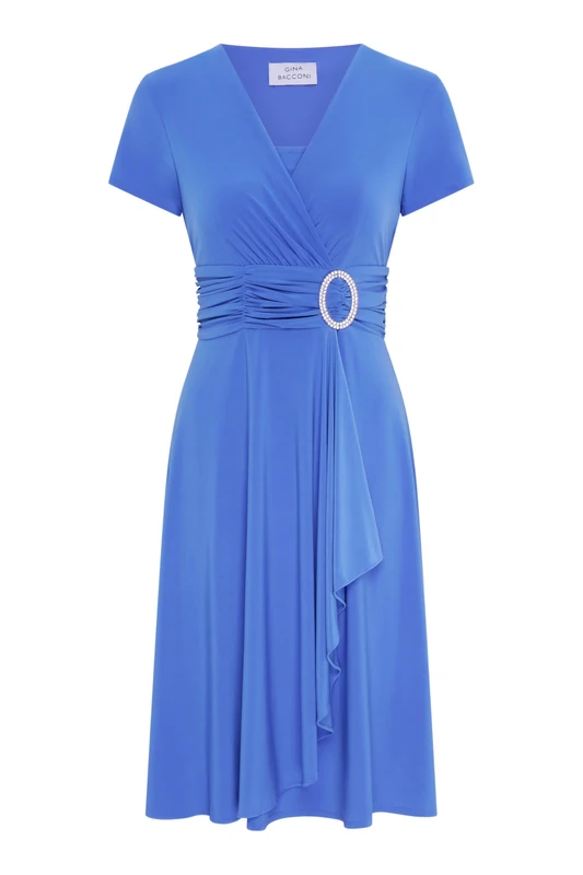 Gina Bacconi Women's Jersey Dress with Diamonte Trim Cocktail, Perri, 10
