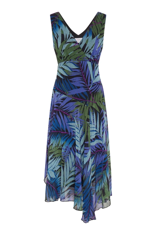 Gina Bacconi Women's Printed Midi Dress Cocktail, Multi, 18