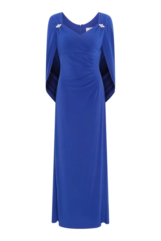 Gina Bacconi Women's Back Shoulder Maxi Dress Cocktail, Blue, 20