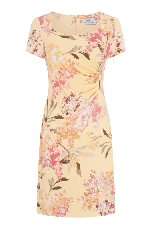 Gina Bacconi Women's Floral Print Dress Cocktail, Yellow, 10