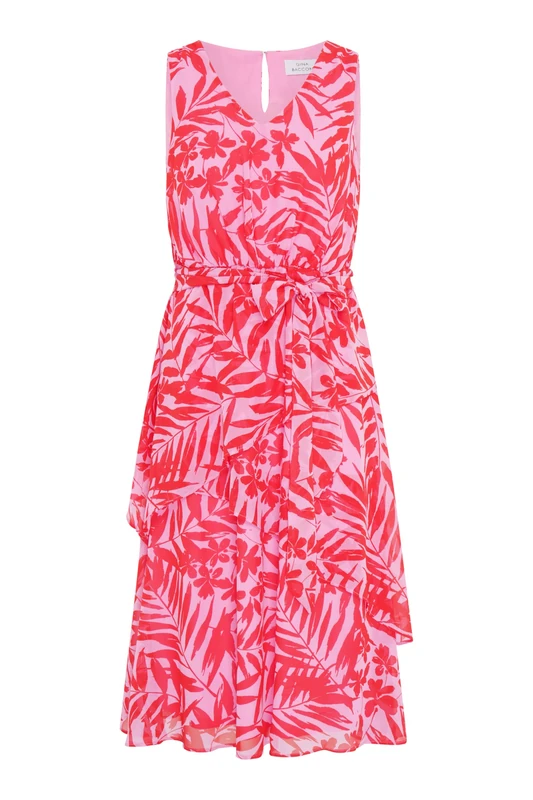 Gina Bacconi Women's Printed Chiffon Dress Cocktail, Pink, 20