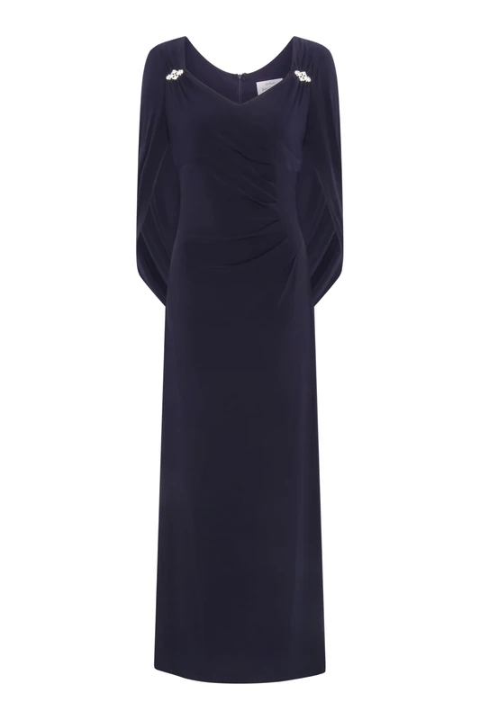 Gina Bacconi Back Shoulder Maxi Dress, Navy, 18
