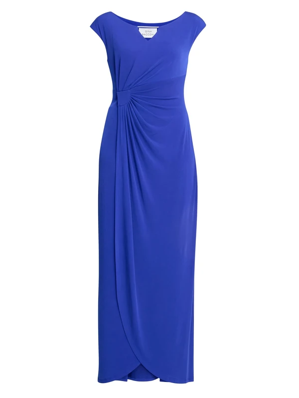 Gina Bacconi Women's Jersey Maxi Dress Cocktail, Cobalt, 14