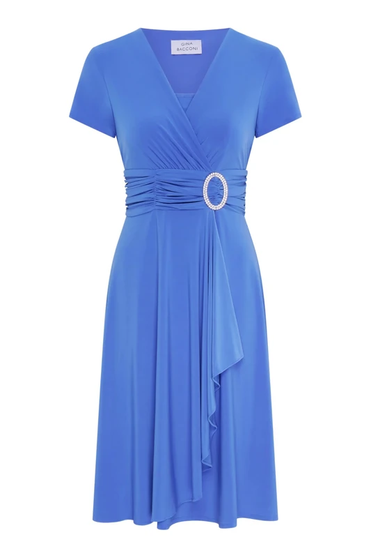 Gina Bacconi Jersey Dress with Diamonte Trim, Perri, 18